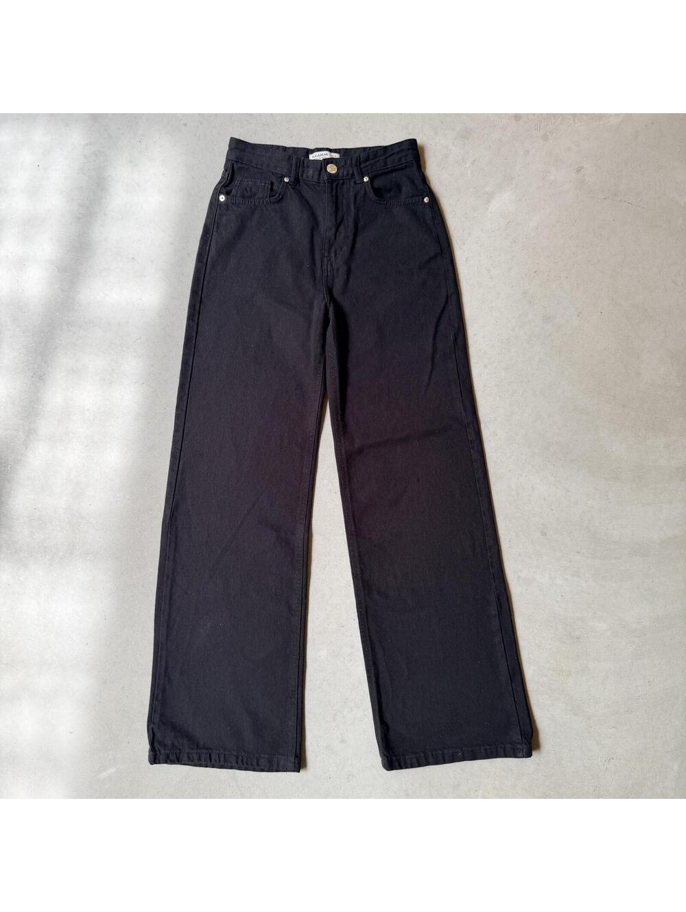 Pull&Bear Women’s Black High Rise Wide Leg Jeans Size 2 EUR 34 TALL